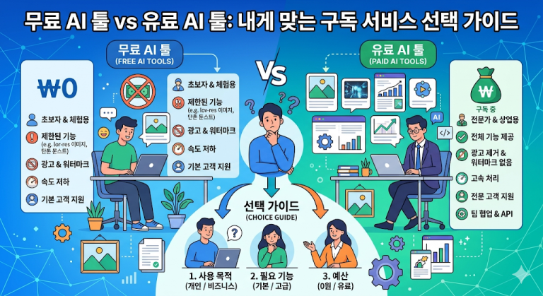 무료 AI 툴 vs 유료 AI 툴: 내게 맞는 구독 서비스 선택 가이드