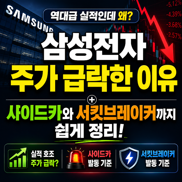 삼성전자 역대급 실적에도 주가가 급락한 이유, 사이드카와 서킷브레이커까지 쉽게 정리